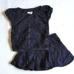 joe fresh navy blue lace top & skort matching outfit set 2T toddler girls